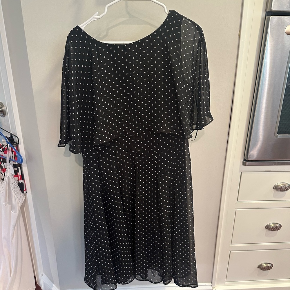 Vintage Elegant Black Polka Dot Dress